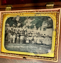Load image into Gallery viewer, Antique Tintype Photo Outdoor Sunday School Children Class Teacher Tinted 1800s