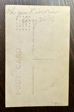 Load image into Gallery viewer, Man & Woman Sitting Paper Prop Moon Dated 1916 Antique Photo RPPC