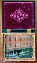 Load image into Gallery viewer, Amazing Tinted Ambrotype Photo 1850s Outdoor Street Storefront View Rare Signs