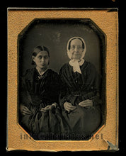 Load image into Gallery viewer, 1/4 1840s Daguerreotype ID'd Woman + Girl Mourning OAT FAMILY Philadelphia