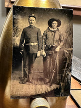 Load image into Gallery viewer, Rare Antique Tintype Indian Wars Soldier With Armed Scout Original Photo Cowboy