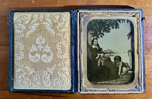 Load image into Gallery viewer, 1/4 Ambrotype Photo Pretty Woman And Her Dog 1850s