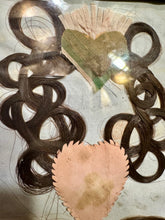 Load image into Gallery viewer, Antique Burning Hearts Hair Memorial in Frame / 1830s Ohio / Two ID'd People