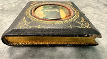 Load image into Gallery viewer, 1/4 Ambrotype Tinted VERY RARE Painted Leather Book Case Post Mortem Int