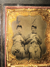 Load image into Gallery viewer, Two Armed Civil War Soldiers 1/6 1860s Tintype Photo Soldier