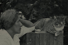 Load image into Gallery viewer, Amazing Tintype Woman with Pet Tabby Cat Antique Photo 1800s Original Rare