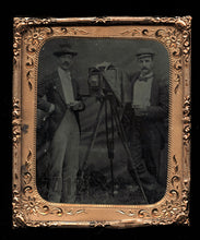 Load image into Gallery viewer, Antique Tintype Two Photographers with Camera on Tripod