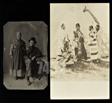 Load image into Gallery viewer, Two Antique Photos Native American / First Nations Medicine Man & Wife Tintype RPPC