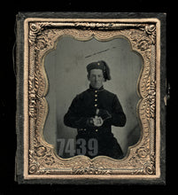 Load image into Gallery viewer, ID'd KIA Civil War Soldier Holding Photo 1860s PIP Rare Mourning Zouave Original