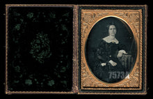 Load image into Gallery viewer, 1/4 Cased Daguerreotype of Beautiful Woman Painted Gold Jewelry 1850s