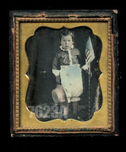 Load image into Gallery viewer, Amazing Gold Rush Era Daguerreotype Photo Boy Holding California Statehood Flag