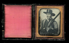 Load image into Gallery viewer, Unusual Daguerreotype of Folk Art Painting - Man or Soldier Holding Shotgun