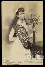 Load image into Gallery viewer, UNIQUE Banner Girl Holding Miniature Tractor Model Advertising Sign!