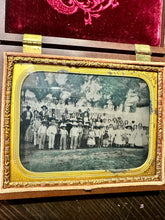 Load image into Gallery viewer, Antique Tintype Photo Outdoor Sunday School Children Class Teacher Tinted 1800s