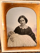 Load image into Gallery viewer, 1/4 Ambrotype Tinted VERY RARE Painted Leather Book Case Post Mortem Int