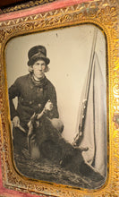 Load image into Gallery viewer, Excellent Rare 1850s Ambrotype Deer Hunter with Gun, Knife