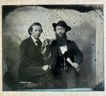 Load image into Gallery viewer, Early Tintype Two Men Friends Holding Hat & Paper NEFF's PATENT