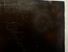 Load image into Gallery viewer, Large 1884 Antique Tintype Photo Man with Penny Farthing High Wheel Bicycle