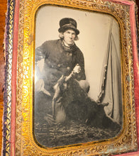 Load image into Gallery viewer, Excellent Rare 1850s Ambrotype Deer Hunter with Gun, Knife