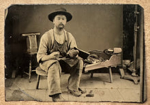 Load image into Gallery viewer, Rare Occupational Tintype Shoe Maker at Work in Shop