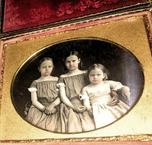 Load image into Gallery viewer, Beautiful 1/4 Daguerreotype ~ Sisters Holding Hands - Matching Dresses Tinted