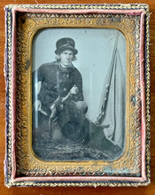 Load image into Gallery viewer, Excellent Rare 1850s Ambrotype Deer Hunter with Gun, Knife