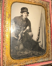 Load image into Gallery viewer, Excellent Rare 1850s Ambrotype Deer Hunter with Gun, Knife