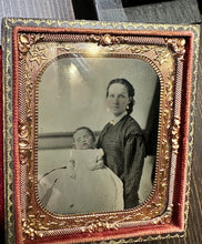 Load image into Gallery viewer, 1/6 Post Mortem Tintype - Pretty Woman Holding Baby Civil War Era - 1860s 4371