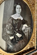 Load image into Gallery viewer, 1/4 Cased Daguerreotype of Beautiful Woman Painted Gold Jewelry 1850s