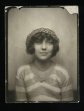 Load image into Gallery viewer, Vintage Photobooth Booth Photo Cute ID'd Girl in Polka Dot Hat Dated 1928 Texas?