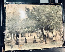 Load image into Gallery viewer, Whole Plate Outdoor Tintype Photos People in Front of House Boy on Rocking Horse