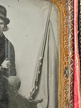 Load image into Gallery viewer, Excellent Rare 1850s Ambrotype Deer Hunter with Gun, Knife