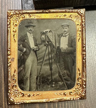 Load image into Gallery viewer, Antique Tintype Two Photographers with Camera on Tripod