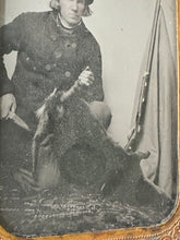 Load image into Gallery viewer, Excellent Rare 1850s Ambrotype Deer Hunter with Gun, Knife