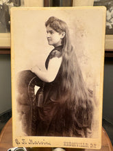 Load image into Gallery viewer, 1880s Cabinet Card Photo / Pretty Woman Shows Beautiful Long Hair
