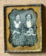 Load image into Gallery viewer, 1/9 DAGUERREOTYPE TWO WOMEN MATCHING DRESS HOLDING HANDS BOSTON PHOTOGRAPHER