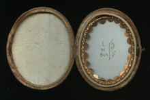 Load image into Gallery viewer, Very Rare 1/9 Photo Case Painting of Woman Behind Glass, Oval Velvet Push Button