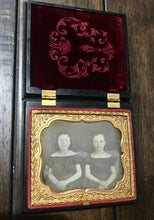 Load image into Gallery viewer, Cute Little Girls Sisters Tinted 6th Plate Daguerreotype Rare Design Union Case