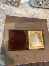 Load image into Gallery viewer, Large 3/4 PLATE Ambrotype Of Siblings Twins? In Leather Photo Case 1850s Rare