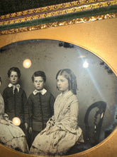Load image into Gallery viewer, Large 3/4 PLATE Ambrotype Of Siblings Twins? In Leather Photo Case 1850s Rare