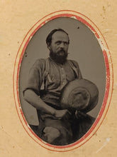 Load image into Gallery viewer, ID'd Gold Rush or Silver Miner Holding Gold Pan? Occupational Tintype Photo 7949