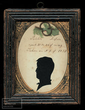 Load image into Gallery viewer, Silhouette & Hair Memorial in Frame 1830s / 1860s Antique Mourning Art