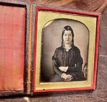 Load image into Gallery viewer, 1840s Daguerreotype Woman with Long Curls Leather Case