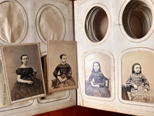 Load image into Gallery viewer, Large Leather Album with Civil War Soldiers ID'd 1860s CDV Tintype Photo
