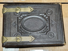 Load image into Gallery viewer, Victorian Era Embossed Leather & Brass Antique Photo Album 1860s Storage Book