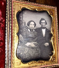 Load image into Gallery viewer, 1/4 Sealed Daguerreotype Photo of ID'd Man & Woman 1850s Massachusetts