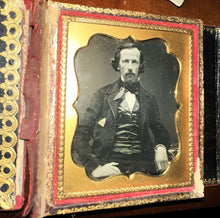 Load image into Gallery viewer, DASHING MAN WITH GOATEE 1/6 PLATE DAGUERREOTYPE PHOTO VELVET BOOK CSSE POET TYPE