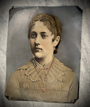 Load image into Gallery viewer, Full Plate + Painted Tintype of a Pretty Woman / Victorian Folk Art 1800s VTG
