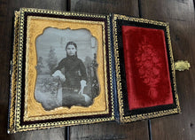 Load image into Gallery viewer, Double 1/6 Daguerreotypes Little Girls, Sisters, MOP Case Collins Massachusetts