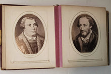 Load image into Gallery viewer, Antique Leather Photo Album with Images of Famous Writers Poets Artists 1800s